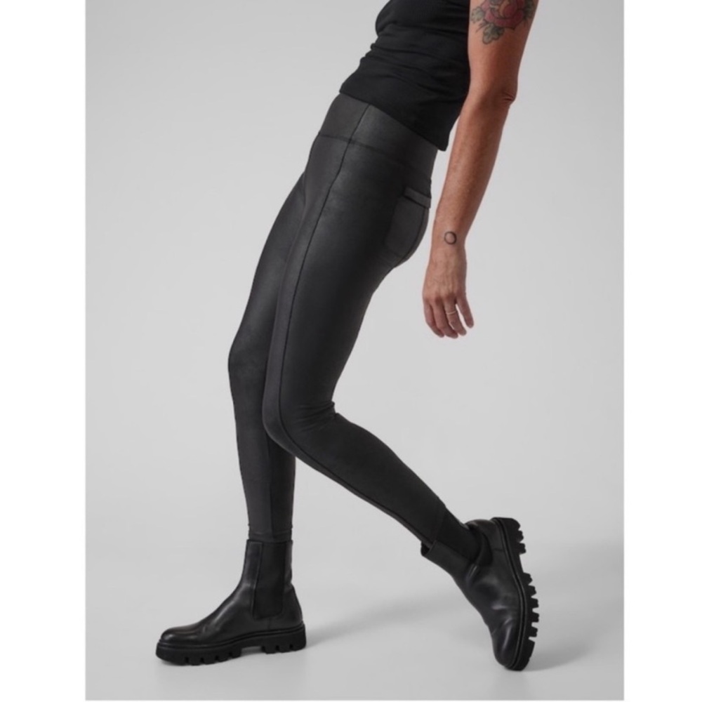 Athleta Delancey Gleam Tight Legging Lustre /Black Pants Size Medium Petite - Picture 3 of 10